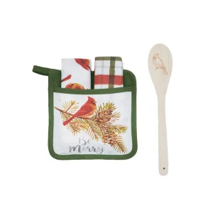 Be Merry Cardinal Potholder Set