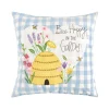 Bee Happy in Blue Pillow