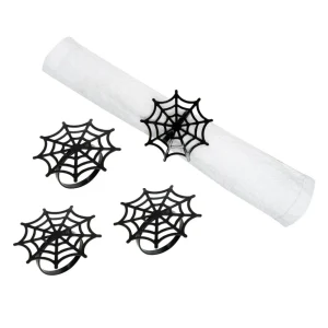 Black Spider Web Napkin Ring, Set of 4