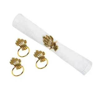 Bronze Wheat Bundle Napkin Rings, Set of 4