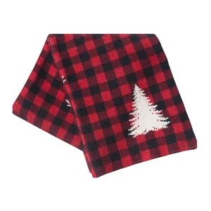 Buffalo Plaid Trees Knitted Throw