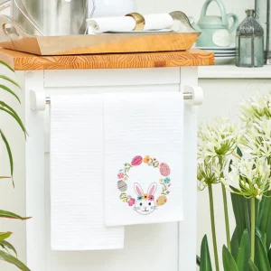Bunny Egg Wreath Kitchen Towel