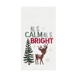 Calm & Bright Reindeer Waffle Weave Towel
