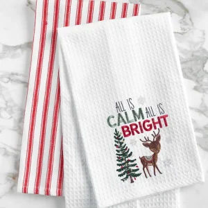 Calm & Bright Reindeer Waffle Weave Towel