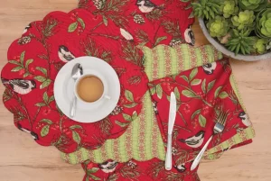 Chickadee Red Table Linens