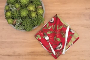 Chickadee Red Table Linens