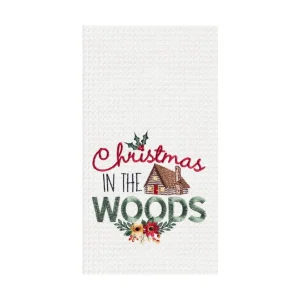Christmas In The Woods Waffle Weave Towel