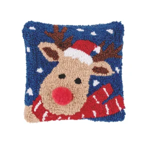 Christmas Reindeer Hooked Pillow
