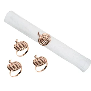 Copper Pumpkin Napkin Rings, Set of 4