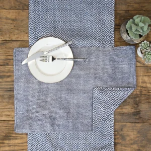 Diamond Indigo Table Linens