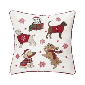 Festive Playful Dogs Pillow