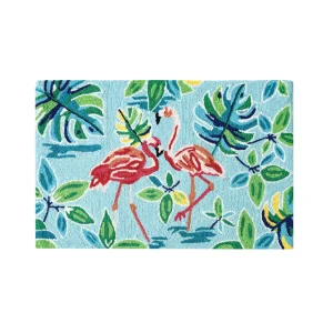 2 Flamingo Hooked Rug