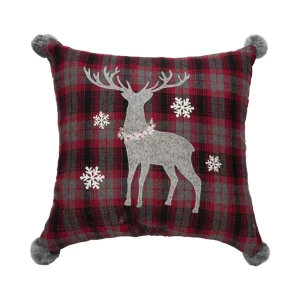 Frosty Deer Plaid Pillow