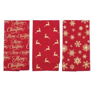 Glistening Gold Kitchen Towels, Set of 3