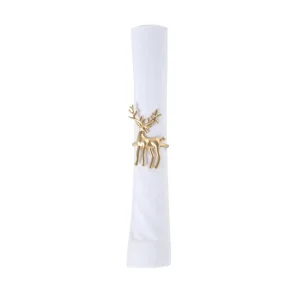 Gold Deer Napkin Ring Set