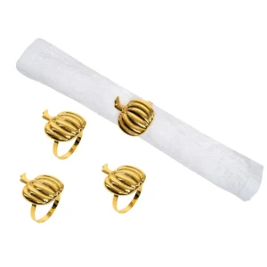Gold Pumpkin Napkin Ring, Set of 4