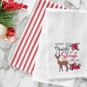 Guide My Sleigh Waffle Weave Towel