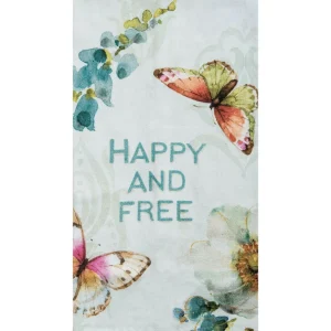 Happy and Free Butterfly Flour Sack Kitchen Towel