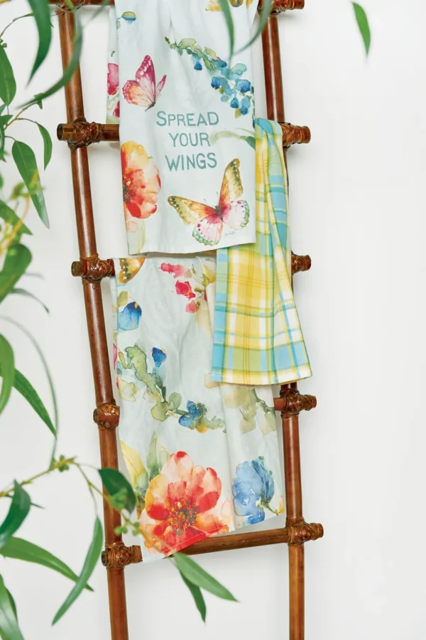 Happy and Free Butterfly Flour Sack Kitchen Towel