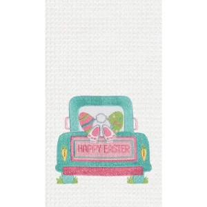 Happy Easter Truck Waffle Weave Towel