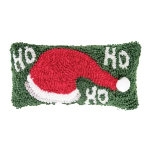 HoHoHo Hat Hooked Decorative Pillow