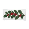 Holly Sprig Hooked Pillow