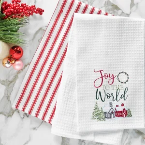 Joy To The World Waffle Weave Towel