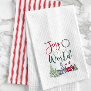 Joy To The World Waffle Weave Towel