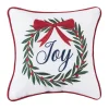 Joy Wreath Embroidered Pillow