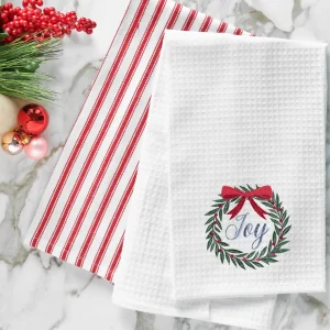Joy Wreath Waffle Weave Towel