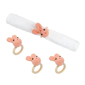 Knitted Bunny Napkin Rings, Set of 4