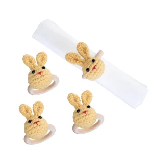 Knitted Bunny Napkin Rings, Set of 4