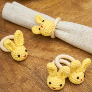 Knitted Bunny Napkin Rings, Set of 4