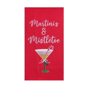 Martinis & Mistletoe Waffle Weave Towel