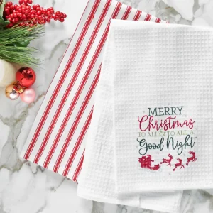 Merry Christmas & Goodnight Waffle Weave Towel