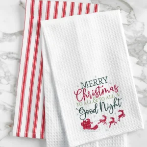 Merry Christmas & Goodnight Waffle Weave Towel