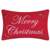 Merry Christmas Holly Decorative Pillow