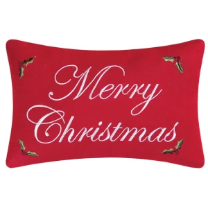 Merry Christmas Holly Decorative Pillow