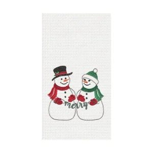 Merry Snowman Couple Towel