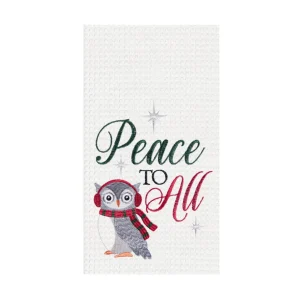 Peace To All Owl Waffle Weave Towel
