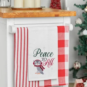 Peace To All Owl Waffle Weave Towel