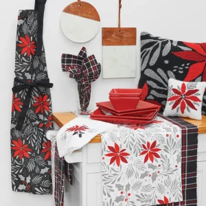 Poinsettia & Mistletoe Pillow