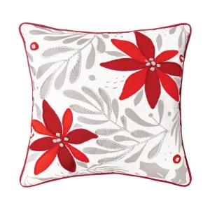 Poinsettia Christmas Pillow