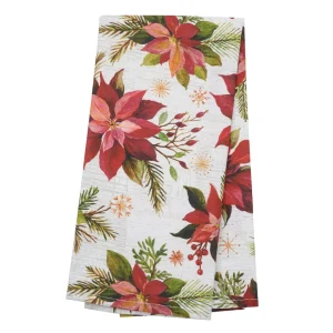 Poinsettia Christmas Printed Towel
