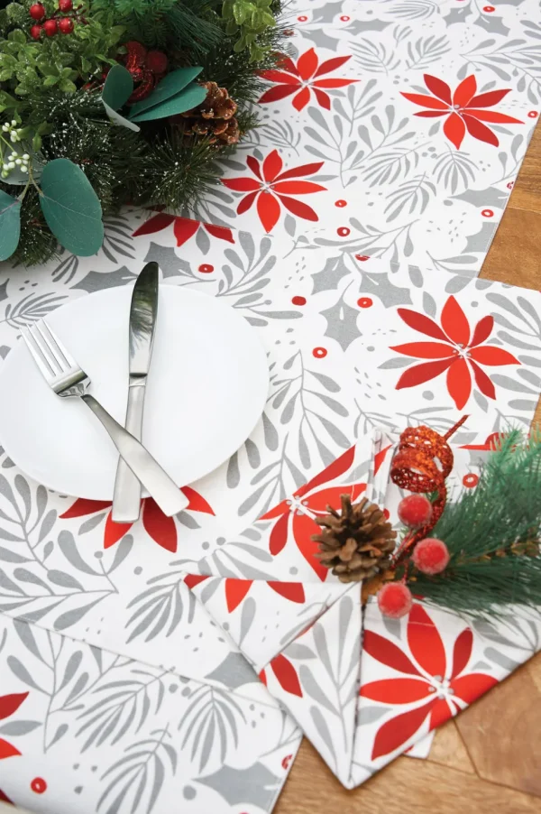 Poinsettia Christmas Table Linens