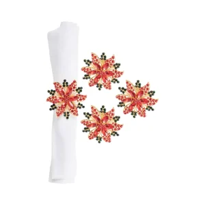 Poinsettia Napkin Ring Set