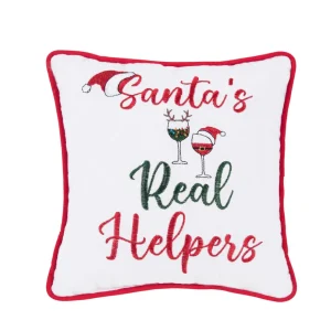 Santa's Real Helpers Embroidered Pillow