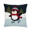 Skating Penguin Hooked Pillow