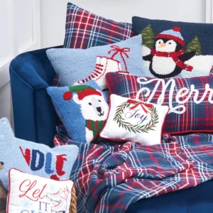 Skating Penguin Hooked Pillow