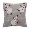 Skating Snowmen Knitted Pillow